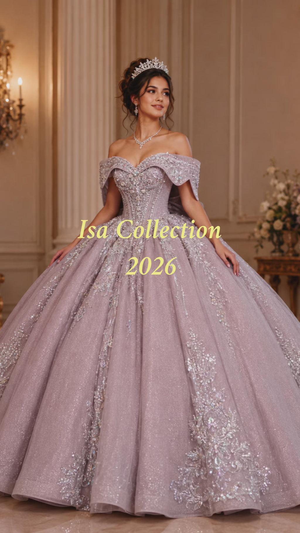 Dusty Mauve Luxury Quinceañera Ball Gown with Beaded Corset & Bow Back