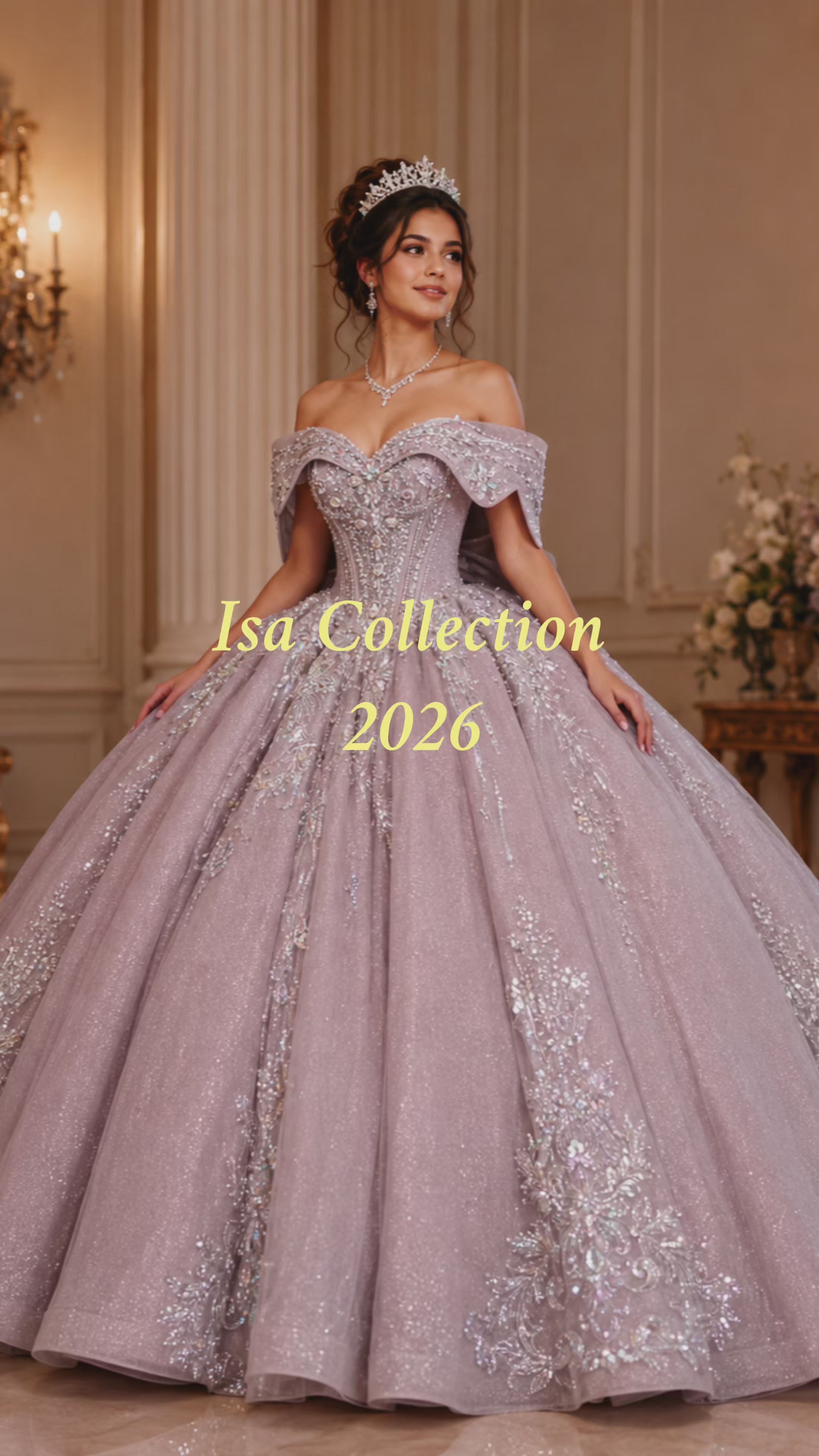 Dusty Mauve Luxury Quinceañera Ball Gown with Beaded Corset & Bow Back